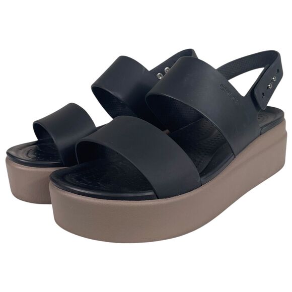 Crocs Brooklyn Low Wedge Sandals Size 6 "Runs Small" Black Mushroom Platform EUC - Picture 4 of 16